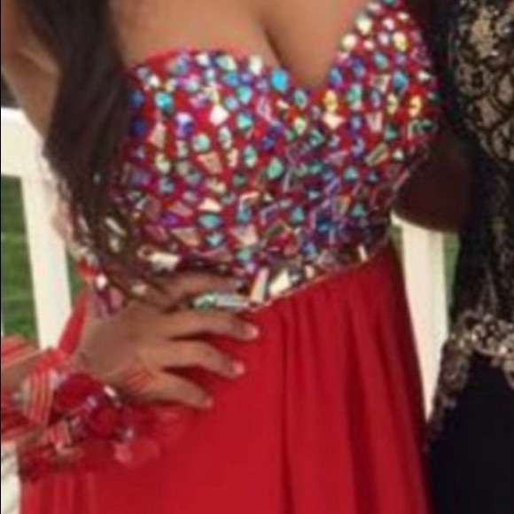 Red custom made Prom Dress, Night out, Party Open Back& Sides Sz 4 - Picture 7 of 14